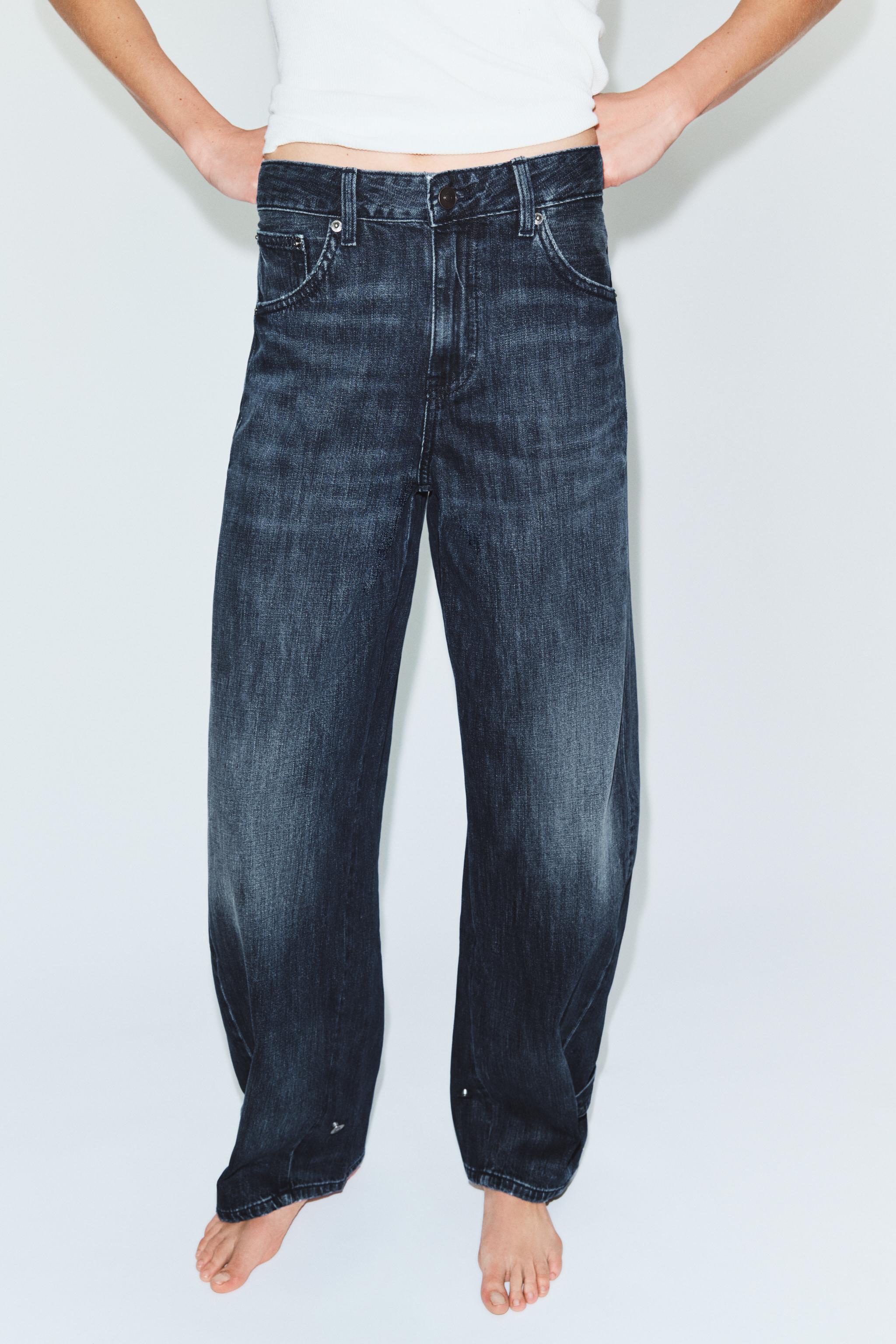 TRF MID-RISE BALLOON JEANS WITH LOOPS